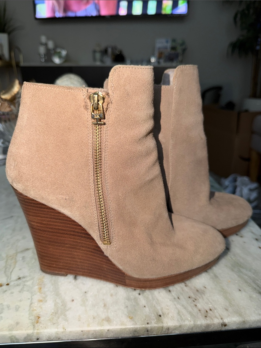 Michael Kors Suede Wedge Ankle Bootie
